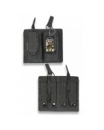 Double black magazine pouch made of molded nylon with a size of 18 cm x 15.5 cm x 6 cm.