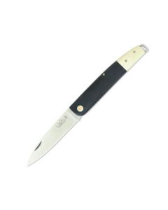 Salamander knife with black and white juma handles.