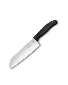 Victorinox Santoku knife with black handle and 17 cm blade and smooth edge