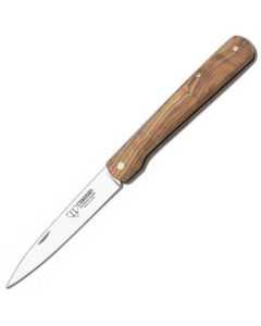 Cudeman Pocket Knife with MOVA Stilleto Blade and Satin olive wood handle 408-L
