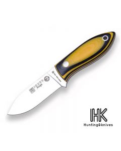 Avispa neck knife yellow-black micarta handle