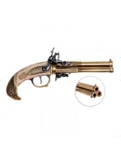3-BARREL | Gold Flintlock Pistol 002-1119L | AUGSBURG 1775 | KOLSER